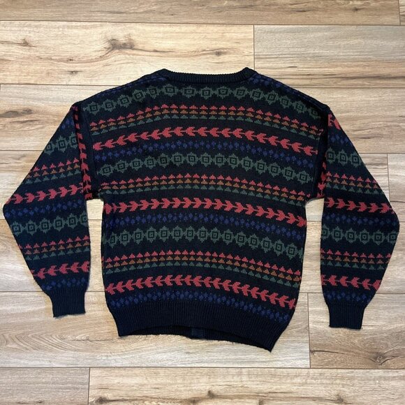 Men's VTG Sweater Graphix Knit Cardigan SZ MEDIUM Multicolor Aztec Grandpa Retro - Picture 8 of 8